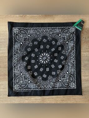 HAV-A-HANK Black Paisley Bandana 21”x21” New With Tags USA Made Cotton